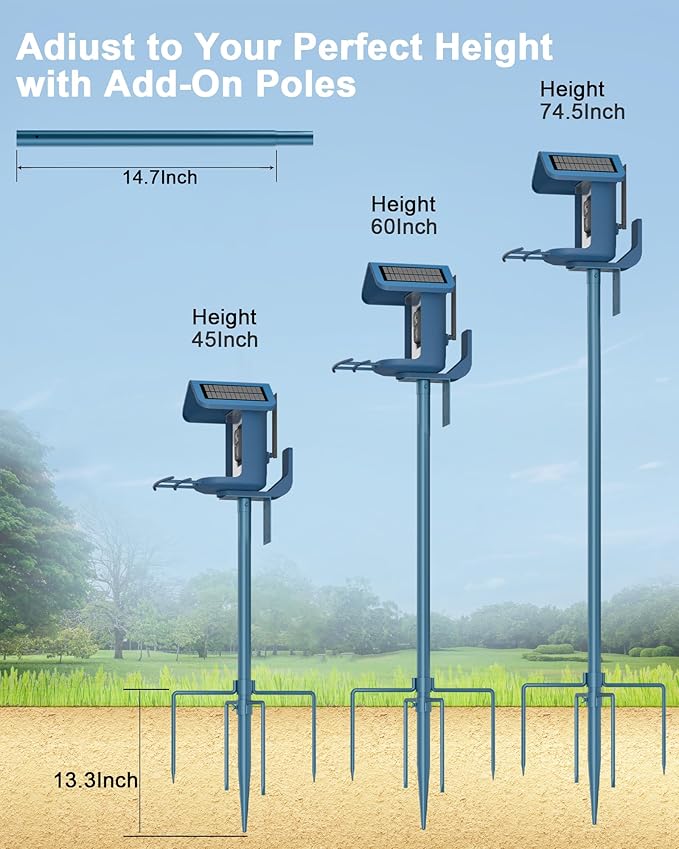 Bird Feeder Pole Stand – 74.5 Inch Height Feeding Station with 1-Inch Dia Heavy Duty for Hanging Feeders, Bird House Pole Mount Kit for Outdoor, Slip-Fit Connection, Blue