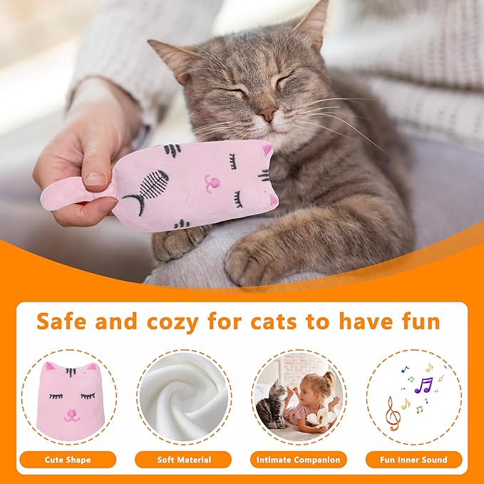 Catnip Toys for Indoor Cats, 5 Pack Cat Toys for Cats, Fluffy Catnip Toys for Chewing Playing, Interactive Kitten Toys, Catnip Filled Kitty Chew Teething Toys, Cat Chew Toys (Smile,5 Pack)