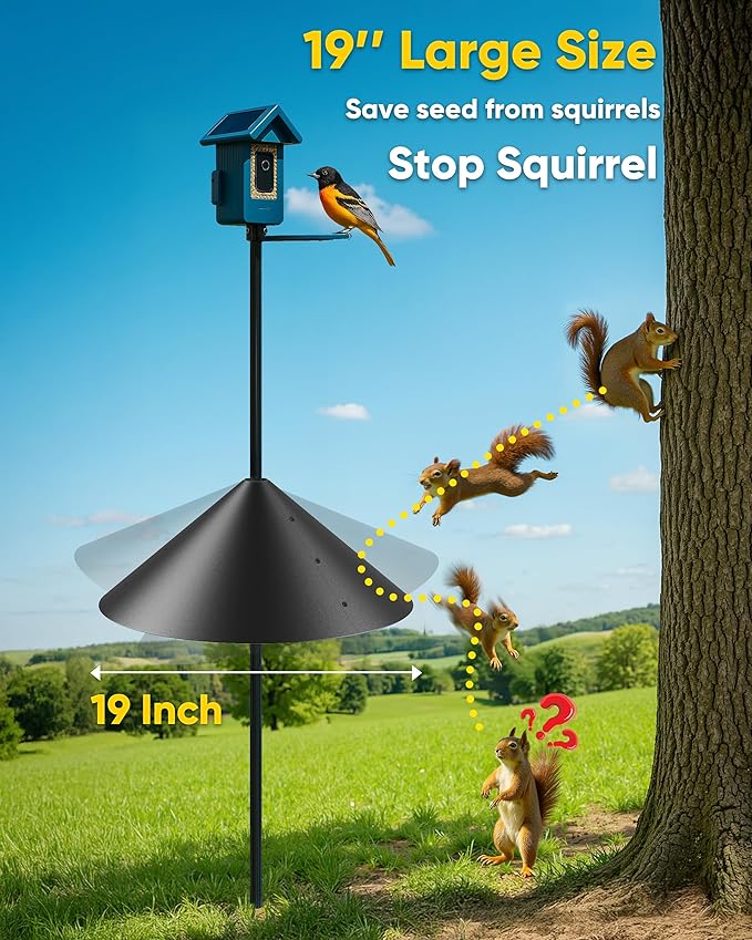 19 Inch Metal Squirrel Baffle for Bird Feeder Pole, Squirrel Proof Bird Feeders for Outdoors Hanging Cover for Rain Guard, Rust Proof Chew Proof Heavy, 1 Pack