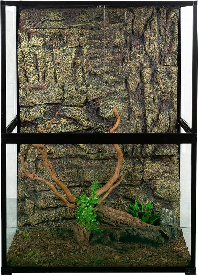 REPTIZOO 135 Gallon Glass Reptile Terrarium Tank, 36" x 18" x 48" Wide & Tall Reptile Terrarium, Chameleon Cage with Sliding Front Door Top Screen Ventilation, Easy Assembly