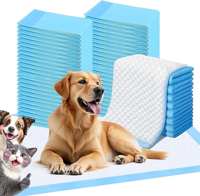 100 Pack Small Puppy Pad - 17.6"x23.6", Super Absorbent Waterproof, Odor Eliminating, Leak-Proof, 5-Layer Potty Training Pads, Doggie/ Cats Pee Pad for Indoor Floor Protection
