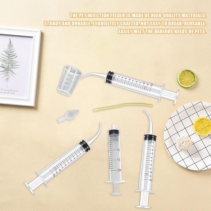 Baby Bird Feeding Syringe Set, Pet Parrot Milk Feeding Syringe with Tubes, Parrot Feeding Feeder Measuring Tools for Feeding Pets Scientific Industrial Labs… (12ml +20ml syringe+50ml Measuring Cup)