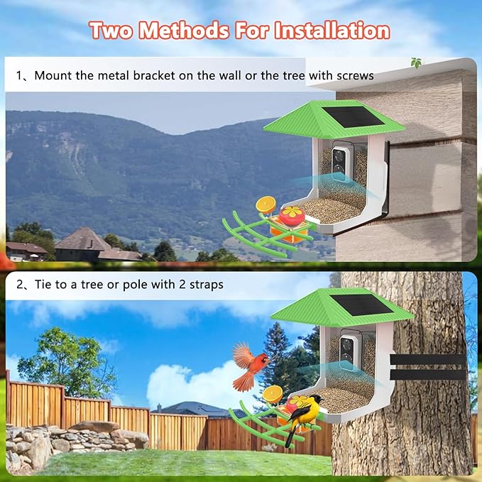 2.5K Smart Bird Feeder with Camera, 2.5L Birds Watching Camera with AI Identify Bird Species, Outdoor Birds Feeder House with Solar Panel for BirdLovers (Cyan)