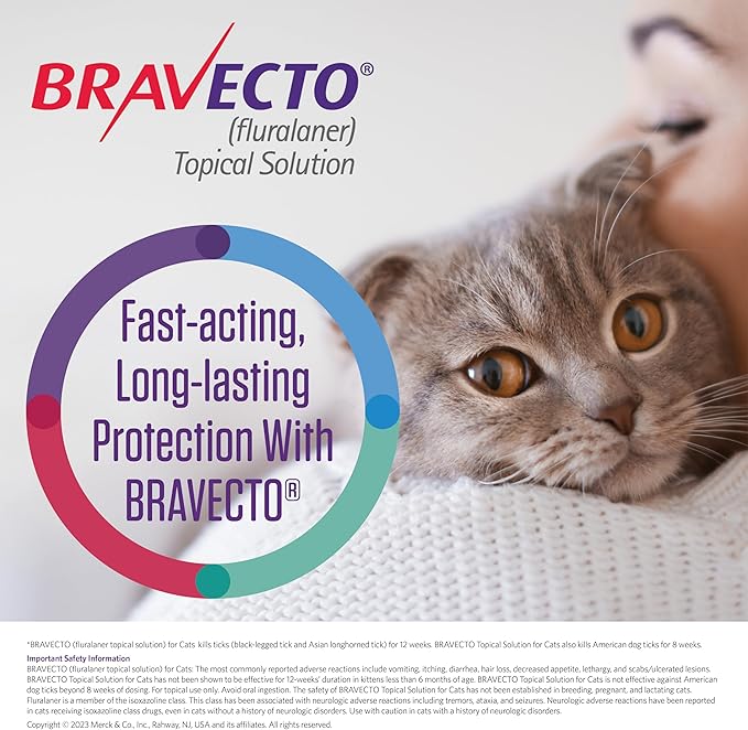 BRAVECTO Topical Solution for Cats, Flea & Tick, 12 Week Supply, >13.8-27.5 lbs., Purple Box