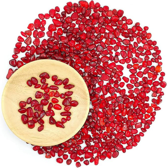 Keedolla 3 LB Aquarium Fish Tank Rocks Gravel Stones Pebbles, Sea Glass Pebbles Beads Gemstones Marbles for Fish Turtle Tank, Vase Fillers and DIY Crafts - Red
