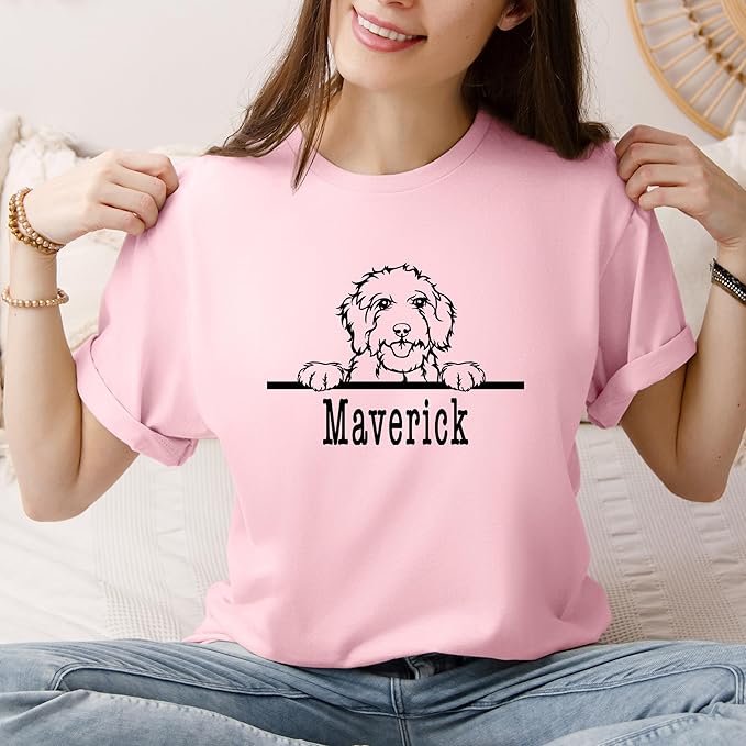 Custom Dog Mom Shirt for Women Pet Ears Sweatshirt with Name Unique Puppy Line Art Cute Dad Hoodie for DogDad Owner Lover