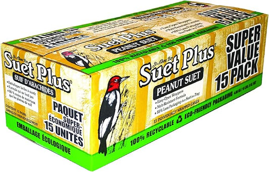 ST. ALBANS BAY SUET PLUS Bird Suet Variety Packs | 11 oz. Bird Suet Cakes | (Peanut, 15 Pack)