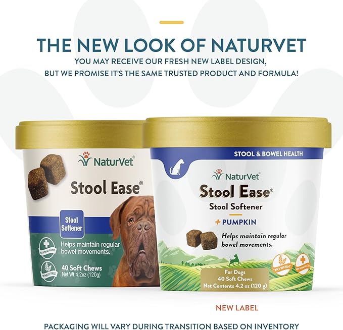 NaturVet – Stool Ease for Dogs – 40 Soft Chews – Helps Maintain Regular Bowel Movements – Enhanced with Sugar Beet Pulp, Flaxseed & Psyllium Husk – 40 Day Supply