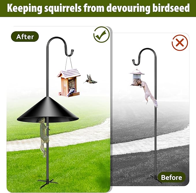 19-Inch Squirrel Baffle,Baffle for Bird Feeder Pole,Squirrel Proof in Outdoor Shepherd's Hooks， (Black)