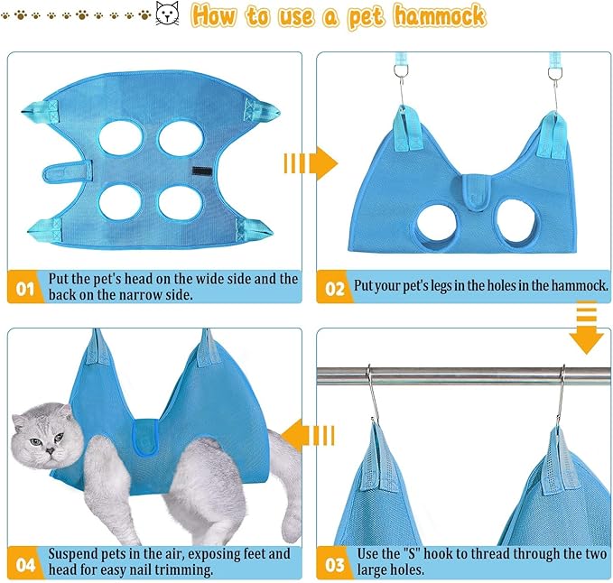 JIURUN Dog Grooming Hammock for Nail Trimming, Dog Grooming Hammock(S), Dog Sling for Nail Trimming, Hanging Harness Holder for Nail Clipping, Pet Comb Bat Costume Wings for Cats Dogs