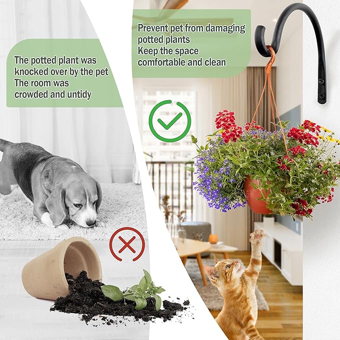 Qiang Ni Hanging Plant Bracket Hooks: 6 Inch Wall Plant Hook Planters and Decor - 2 Piece Rust-Resistant and Secure Brackets Maximize Your Outdoor Living Space