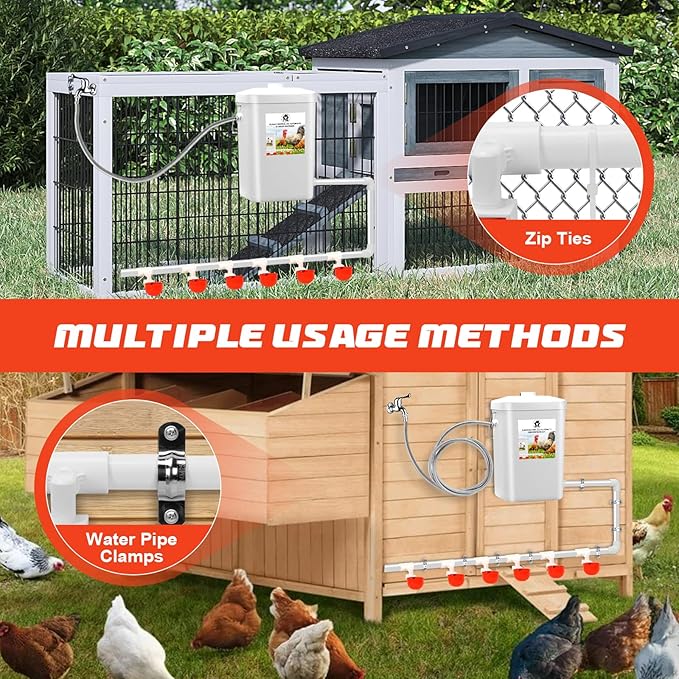 Automatic Chicken Waterer Float Controlled, 3 Gallons Poultry Waterer Dispenser with Hose Attachment, Poultry Automatic Drinking Accessories for Chicks, Duck, Goose, Turkey