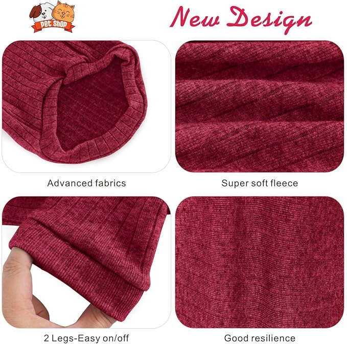 Idepet Sphynx Hairless Cats Sweater Shirt Kitten Soft Puppy Clothes Pullover Cute Cat Pajamas Jumpsuit Cotton Apparel Pet Winter Turtleneck for Cats and Teacup Chihuahua Small Dogs(Red,M)