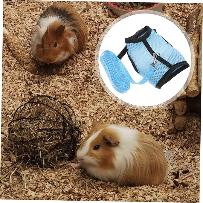 Guinea Pig Harness and Leash Set Soft Mesh Small Animal Vest Adjustable Comfortable Pet Harness Leash for Guinea Pigs Rabbits Hamsters Small Pets