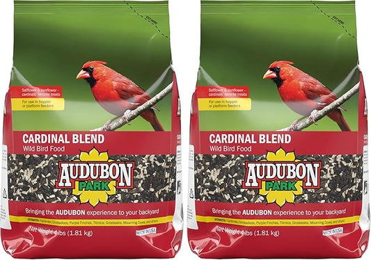Audubon Park Cardinal Blend Wild Bird Food, Cardinal Bird Seed for Outside Feeders, 4-Pound Bag (Pack of 2)