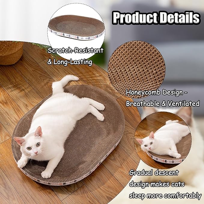 Cat Scratch Pad, 4 Pack Cardboard Cat Scratcher Pad Board Bed Bowl Cat Scratch Bed, Cat Scratcher Bed for Cats Grinding Claw Furniture Protector Indoor