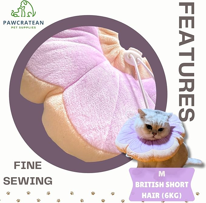 Adjustable Comfy Flower Style Elizabeth Collar for Cats Puppies Soft Recovery Cone Pet Protective Neck Collar (Purple, Small)