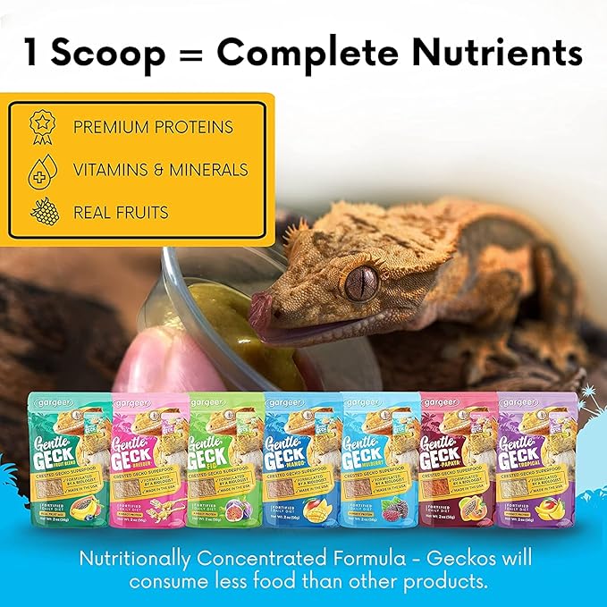 16oz Complete Crested Gecko Food Diet. Premium Ingredients Mix, Ready to Use Freshly Made Powder. Unique Superfood Formula, Developed & Made in The USA. Enjoy!