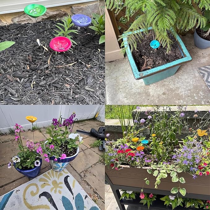 2026 Upgrade Bee Watering Station Butterfly Puddler Hummingbird Drinking Cups with Glass Marbles Colorful Bee Watering Cups for Garden Pollinator Watering Station Garden Decor for Outside (Pink)