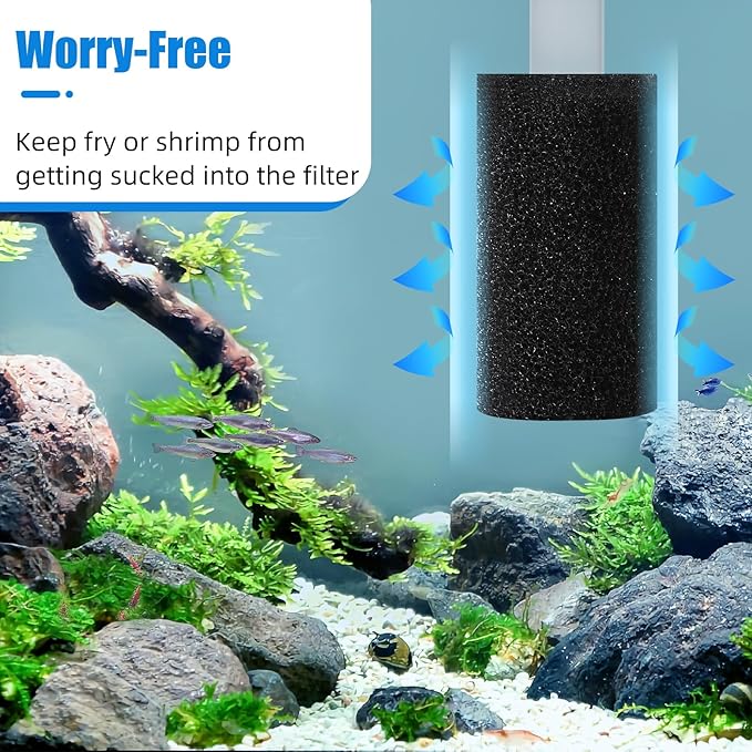 AQUANEAT 12-Pack Pre-Filter Sponge for Aquarium Shrimp Fry Fish Tank Filter Intake 0.6 Inch, Replacement Foam Cover