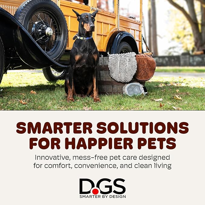 Dog Gone Smart The Dirty Dog Shammy - Fast Drying Plush Shammy Towel with Dual Hand Pockets and Elastic - Super Absorbent Microfiber and Machine Washable - Pacific Blue