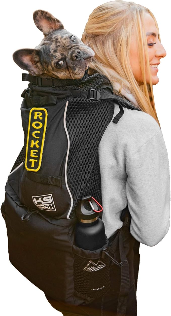 K9 Sport Sack Knavigate - X-Small, Midnight Black - Ideal for Dogs with 9-12” Back Length - Adjustable, Backpack-Style Carrier with Internal Frame & Padded Hip Belt