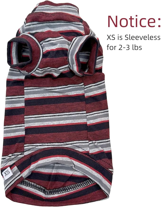 Vintage Stripes Sphynx Hairless Cats Shirt Cotton Cat Turtleneck Pet Clothes Kitten T-Shirts with Sleeves for Sphynx Cats (Old School, X-Small)