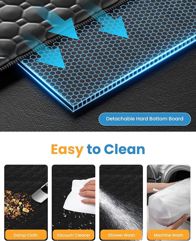 Dog Car Seat Cover for Back Seat, Hard Bottom Back Seat Extender for Dogs, Waterproof Dog Hammock for Truck Support to 400lbs, Car Seat Protector for Cars, Trucks, SUV, Jeep