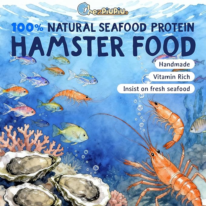 Premium Hamster Food 10.23oz – Natural High-Protein Complete Diet with Freeze-Dried Cod, Antarctic Krill & Black Soldier Fly Larvae – Supports Digestion, Dental Care & Immune Health – Travel Bag