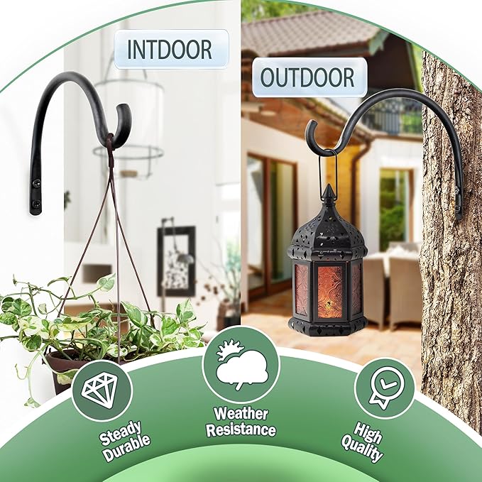 Qiang Ni Hanging Plant Bracket Hooks: 6 Inch Wall Plant Hook Planters and Decor - 2 Piece Rust-Resistant and Secure Brackets Maximize Your Outdoor Living Space
