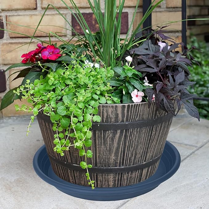 4 Pack of 16 inch Plant Saucer, Large Plant Tray, Heavy Sturdy Plant Drainage Tray for Indoors, Bird Bath Bowls, Sturdy Plastic Pot Tray for Planter (Blue)