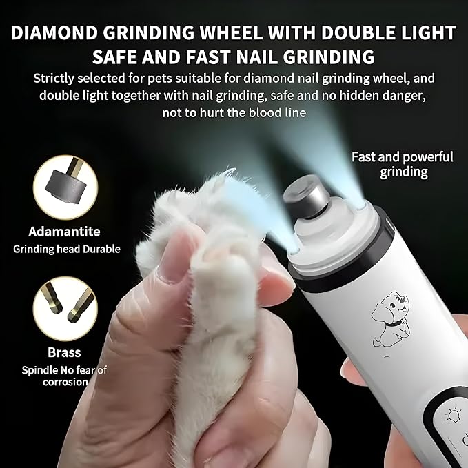 2026 Upgrade Silent Pet Nail Grinder – Low-Noise Dog & Cat Nail Trimmer, Dual-Speed with 3 Ports, USB-Rechargeable Electric Nail File, Ergonomic, Travel-Friendly