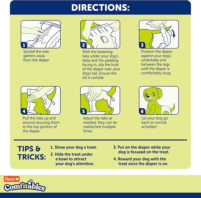 New! Hartz® Comfitables® Disposable Dog Diapers, Size Large 12 Count, Comfortable & Secure Fit, Easy to Put On, Super Absorbent Male and Female Diaper