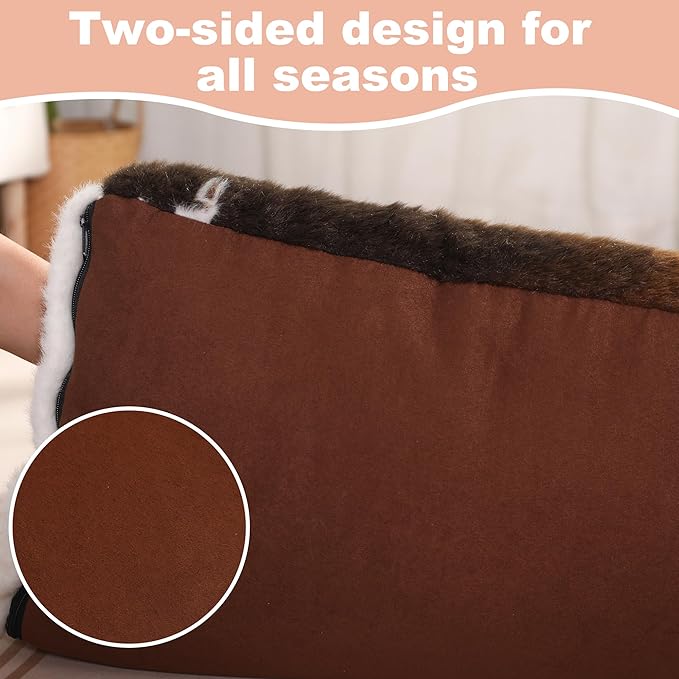 Bedfolks Plush Waterproof Dog Crate Bed, Faux Fur Kennel Pad for Extra Large Dogs, Removable Washable Cover, 41"x27", Cow Print