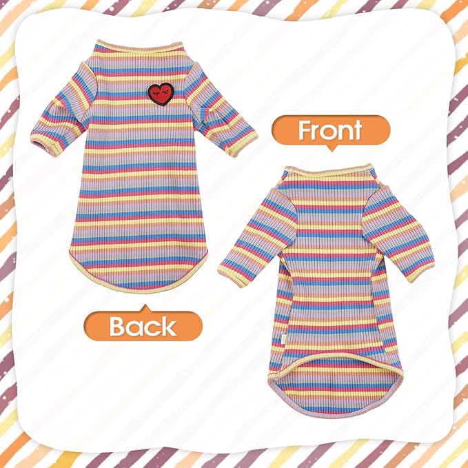 DENTRUN Hairless Cats Shirt Breathable Cat Daily Wear Clothes Stripe Vest Adorable Pajamas Jumpsuit Soft & Skin-Friendly