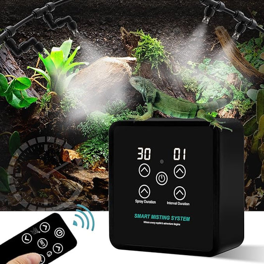 Automatic Reptile Mister Humidifier with Timer, Programmable Terrarium Misting System for Chameleons, Snakes, Frogs, Turtles & Lizards - Smart Spray Control