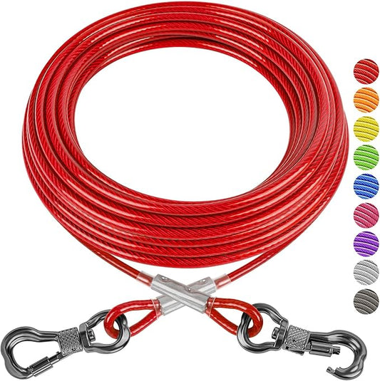 XiaZ Tie Out Cable, 20FT Dogs Leads for Yard, Heavy Duty Dog Tie Out Cable for Large Dogs Up to 250lbs, Durable Dog Runner Tether Line for Yard or Camping