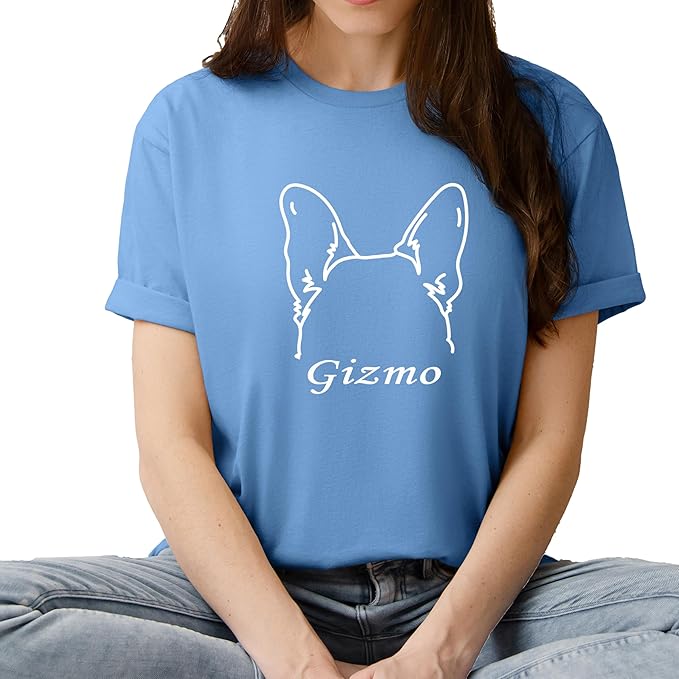 Custom Dog Mom Shirt for Women Pet Ears Sweatshirt with Name Unique Puppy Line Art Cute Dad Hoodie for DogDad Owner Lover