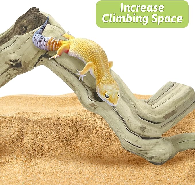 VCEPJH 4 Pcs Reptile Plants, Climbing Wood Branch Terrarium Hanging Fake Plant Leaves Bearded Dragon Tank Accessories, Habitat Decor for Snake Leopard Gecko Lizard Chameleon (Style 3)