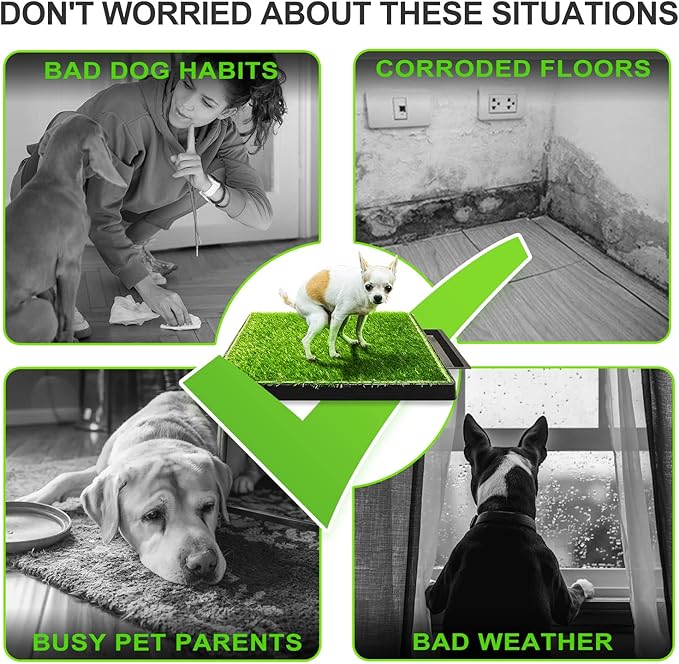 Hompet Dog Toilet Indoor Puppy Training Pad, Removable Dog Potty for Easier Clean Up,Dog Grass Pad with Tray Pet Training Grass Mat 25"×20"