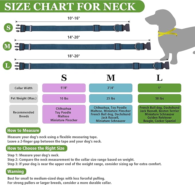 Blue Dog Collar for Large Dog, Breathable, Anti-Odor & Soft, Comfortable for Sensitive Skin Puppies, 90% Bamboo Rayon, Adjustable Quick-Release Buckle Pet Collar for Large Breeds