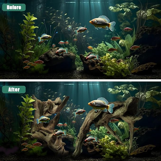 LYPHARD AQUARIUMS Driftwood for Aquarium, 2 Pieces 14-18 Inches Large Natural Drift Wood Fish Tank Assorted Branch Decorations for Reptile Hide