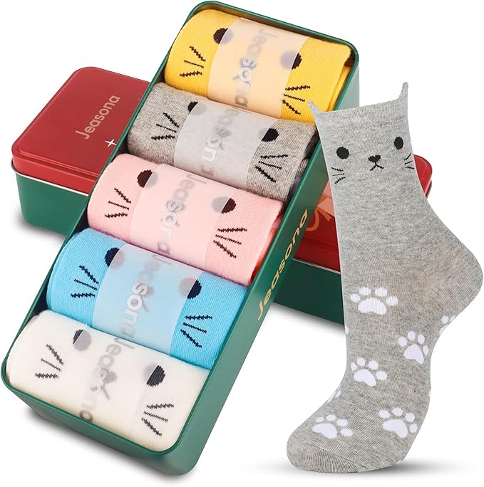 Jeasona Women's Cat Socks Cat Gifts Cute Animal Socks Dog Owl Gifts for Women