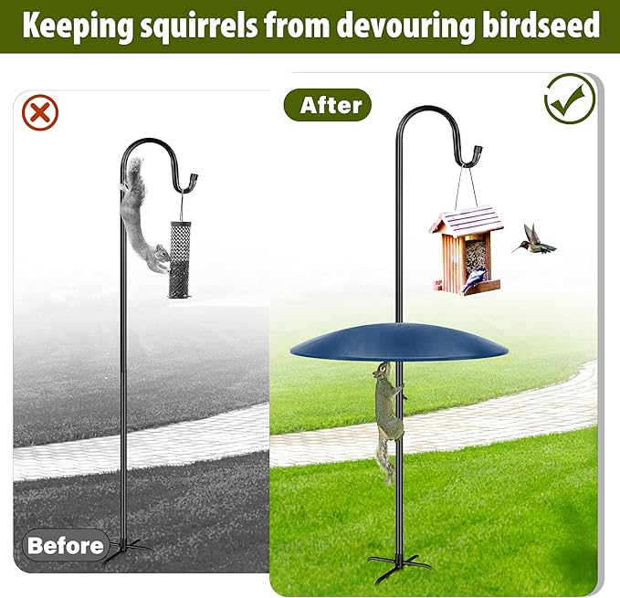 19" Extra Large Squirrel Baffle for Bird Feeder Pole,Squirrel Proof for Shepherd's Hook Outdoors, Extra Large Rain Guard for Outside Bird Feeder Pole Mount (Blue) 2 Pack