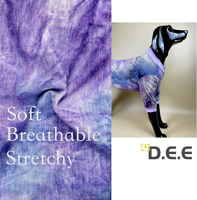 D.E.E Cotton Dog Shirts Large Tie Dye Dog Clothes Lightweight Girl Boy Big (Purple, 4X-Large)