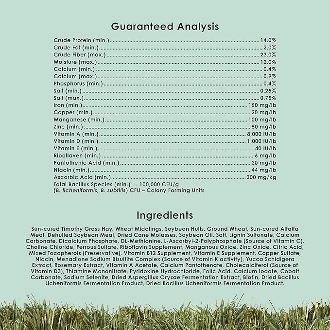 Kaytee Timothy Complete Guinea Pig Food, Made with Timothy Hay, High in Fiber, Supports Dental Health and Digestion, Long-lasting Vitamin C, 5 pounds