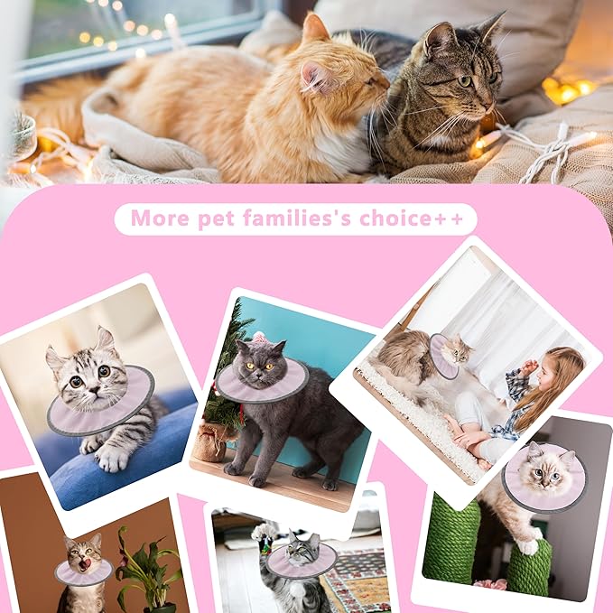 Lightweight Cat Cone Collar Soft, Soft Comfortable Cat Recovery Collar After Surgery, Elizabethan E Collar for Cats, Cone for Cats to Stop Licking (Pale Pink, Small)