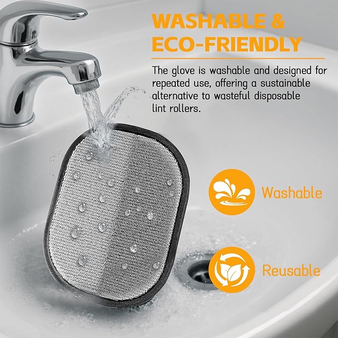 Pet Hair Remover Gloves for Cats & Dogs, 2025 Upgraded Electrostatic Grooming Gloves – Reusable Pet Hair Remover Tool for Couch Carpet Car Seat & Clothing, Easy to Clean (2Pcs)