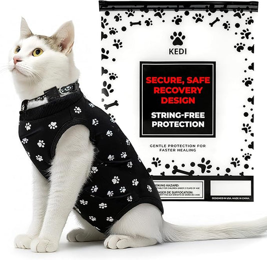 Cat Onesie for After Surgery Care - Breathable Male Female Post Surgical Recovery Suit Vest for Cats with Abdominal Wounds or Skin Issues - Soft Washable Protective Medical Clothing for Pets
