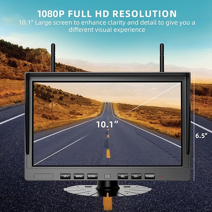 eRapta 2 Wireless Backup Camera Magnetic: 10.1" IPS DVR Monitor, Install-Free RV Backup Camera with Infrared Night Vision, Built-in 9600mAh Battery for Trailer/RV/Truck/Horse Trailer/Tractor ACT1002